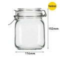 960ml 32oz wide mouth square Glass Clip Top Mason jars glass jar with hinged Sealed Airtight lid